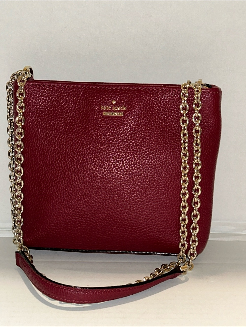 Kate spade maroon pebbled leather crossbody shoulder bag